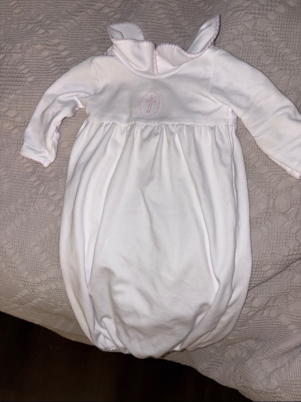 Magnolia White Sleep Sack with Pink Embroidered Cross